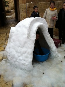 The snow fort made by one of our artist neighbors, Rivka Deutsch, and family.